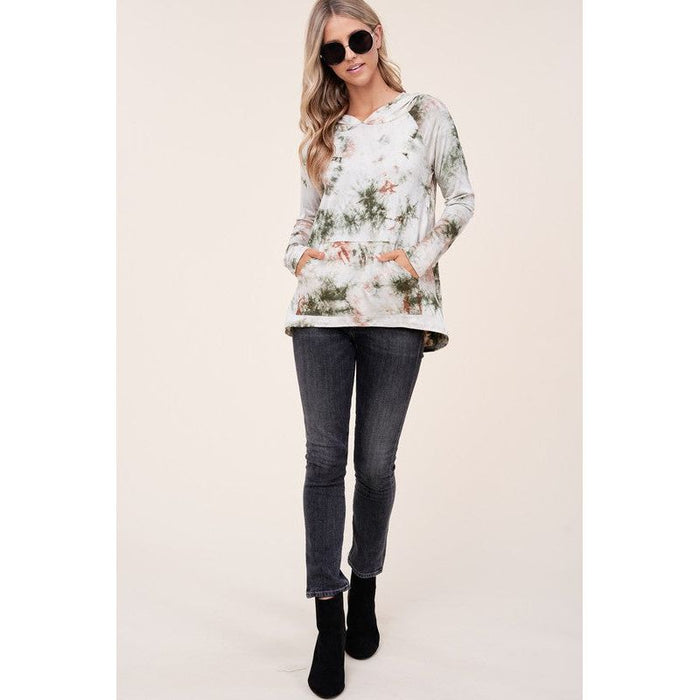 TIE DYE HOODIE HIGH LOW PLUS TOP