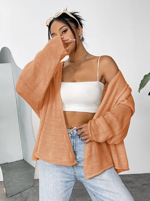 Open Front Dropped Shoulder Cardigan