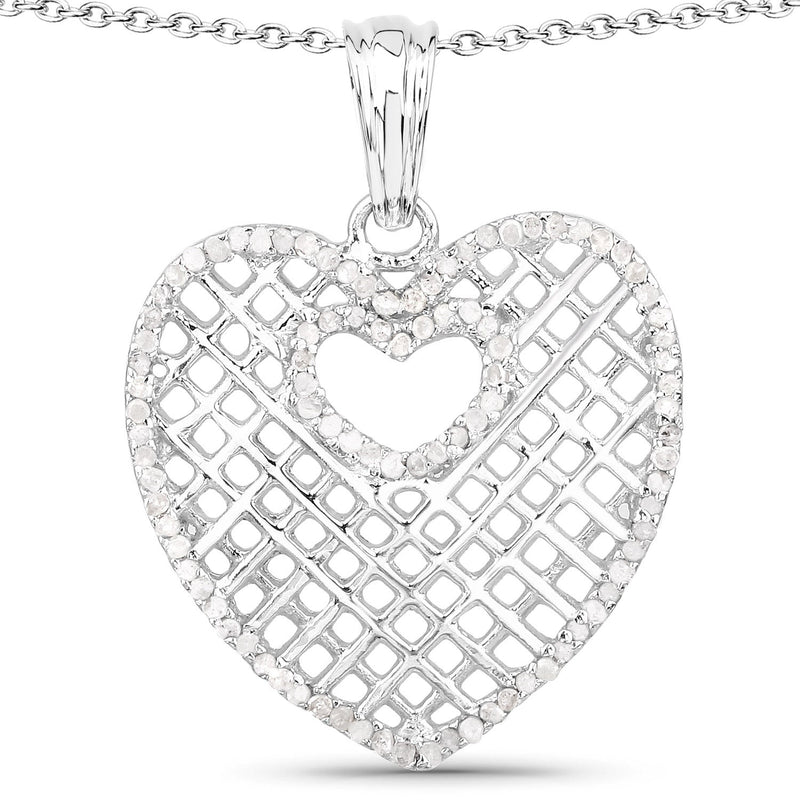 Bids.com 0.52 Carat Genuine White Diamond .925 Sterling Silver Pendant Pendants