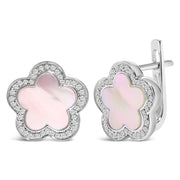 Bids.com 14K White Gold Mother of Pearl and 1/5 Cttw Diamond Halo Star Stud Earrings Earrings