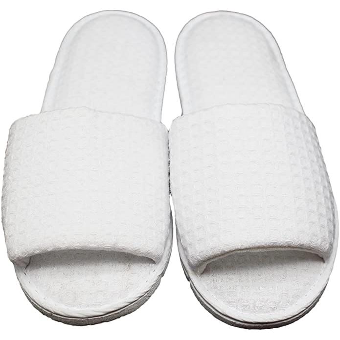 White Open Toe Spa Slippers (14 Pairs, 2 Sizes)