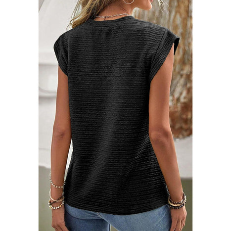 Round Neck Cap Sleeve Blouse