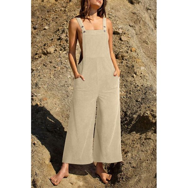 Pocketed Wide Leg Overall