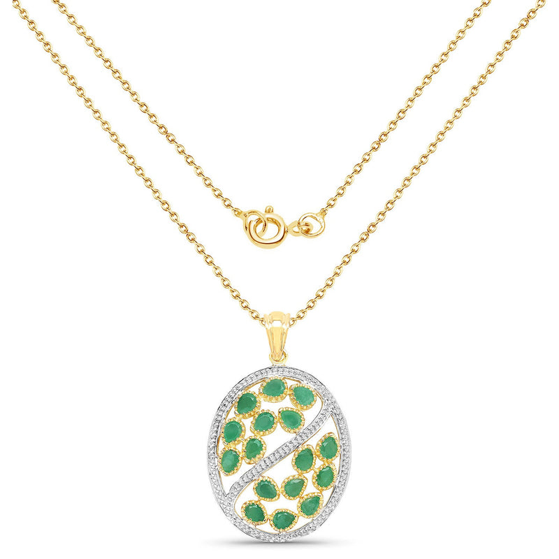 Bids.com 2.24 Carat Genuine Emerald .925 Sterling Silver Pendant Pendants