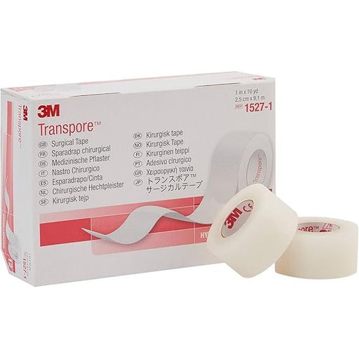 3M 3M Transpore Surgical Tape - 1 Inch Wide (Transparent, Box of 12 Rolls) Medical Tape & Bandages