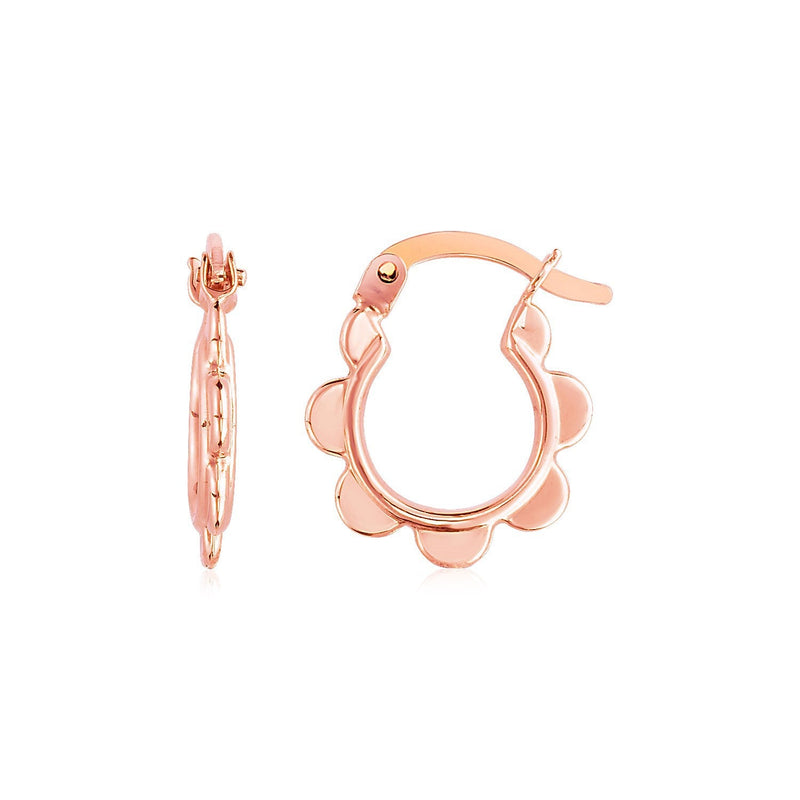 Bids.com 14k Rose Gold Scalloped Hoop Earrings Earrings