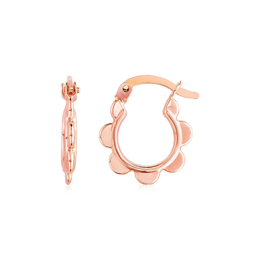 Bids.com 14k Rose Gold Scalloped Hoop Earrings Earrings