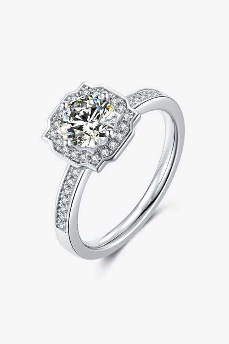 1 Carat Moissanite 925 Sterling Silver Halo Ring