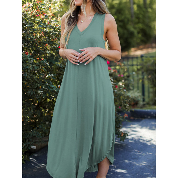 V-Neck Midi Tank Dress