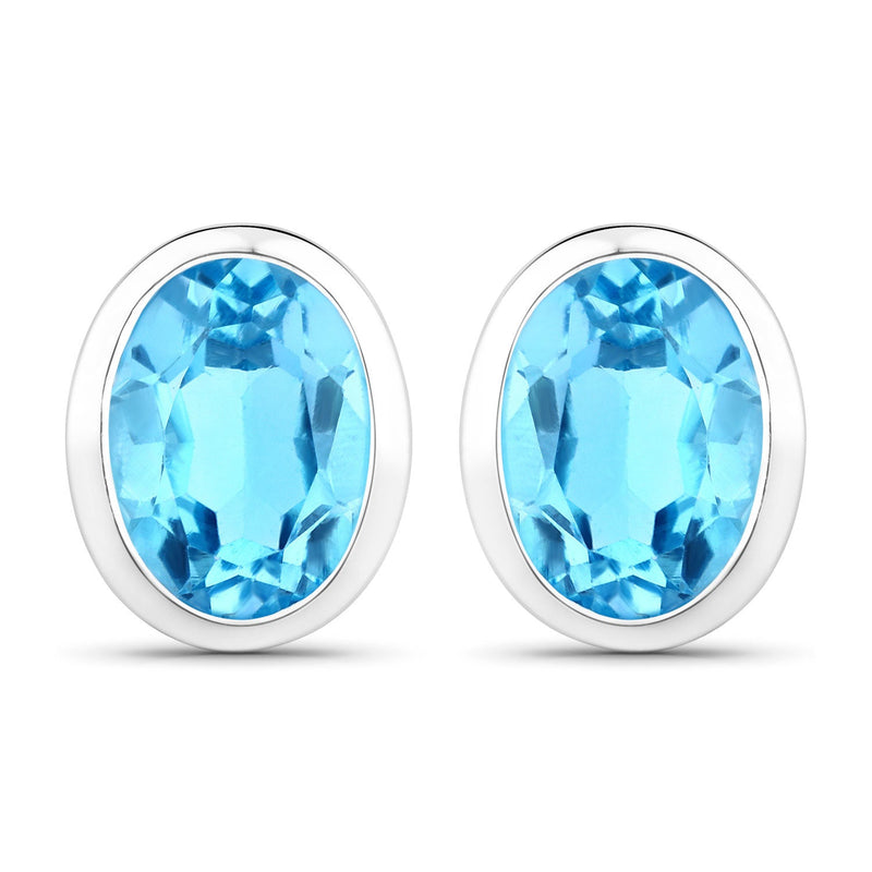 Bids.com 4.00 Carat Genuine Swiss Blue Topaz .925 Sterling Silver Earrings Earrings