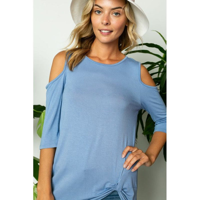 Plus Solid Cold Shoulder Top