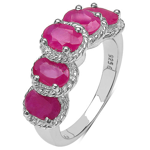 Bids.com 3.20 Carat Genuine Ruby Sterling Silver Ring Rings