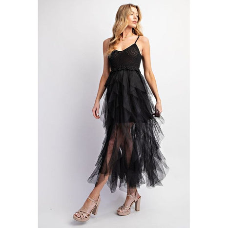 Lovely Tulle Midi Crochet Dress