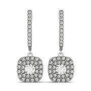 Bids.com 14k White Gold Double Halo Cushion Outer Shaped Diamond  Earrings (3/4 cttw) Earrings