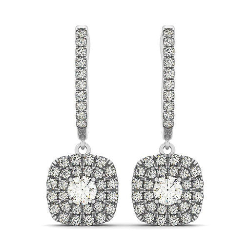 Bids.com 14k White Gold Double Halo Cushion Outer Shaped Diamond  Earrings (3/4 cttw) Earrings