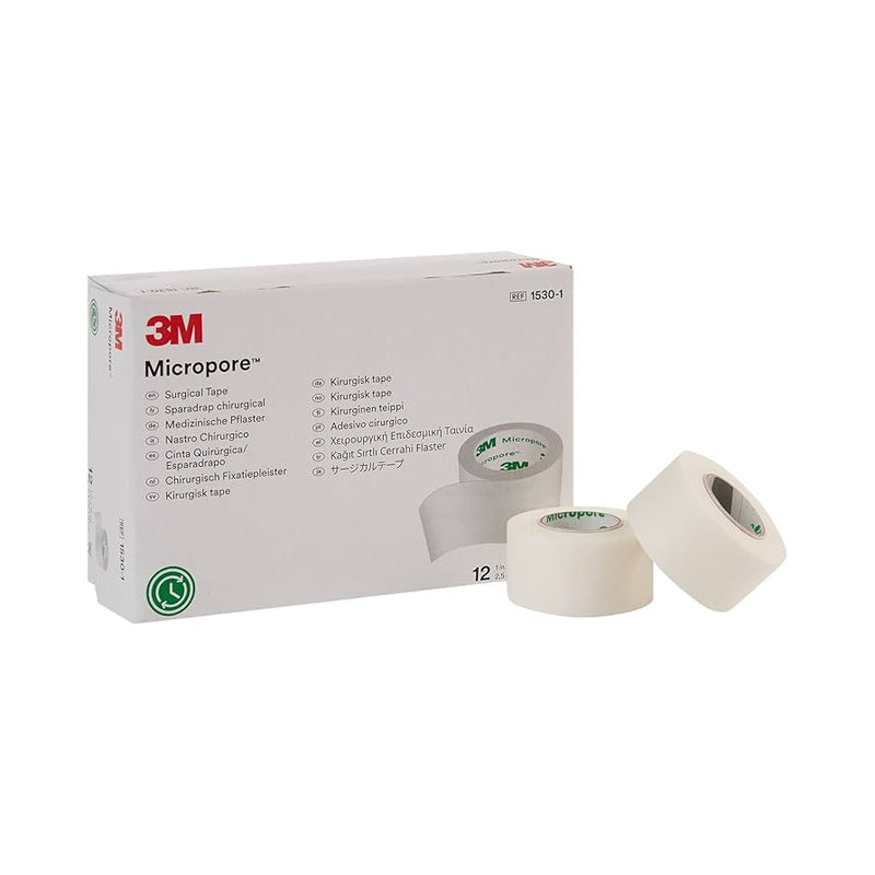 3M Microporous Paper Surgical Tape, 1 Inch, Box of 12 Rolls Medical Tape & Bandages