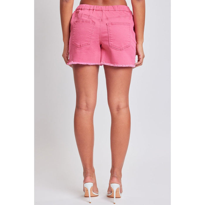 Drawstring Raw Hem Shorts in Pink