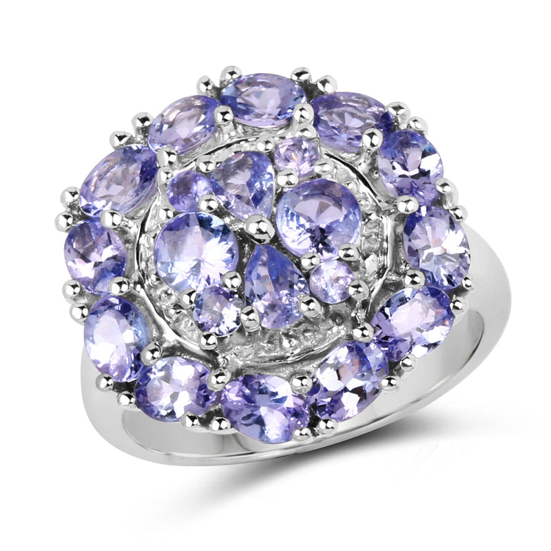 Bids.com 2.92 Carat Genuine Tanzanite .925 Sterling Silver Ring Rings