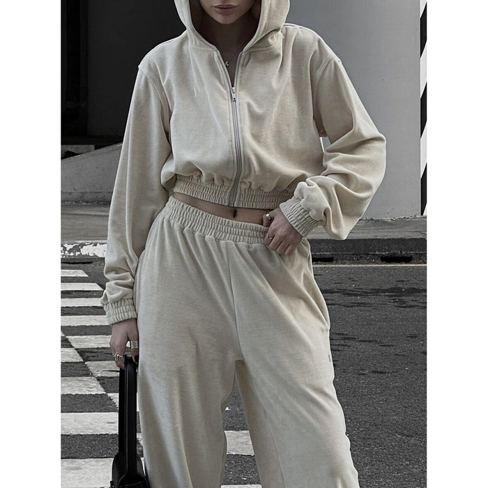 Zip Up Hoodie and Pocketed Pants Set