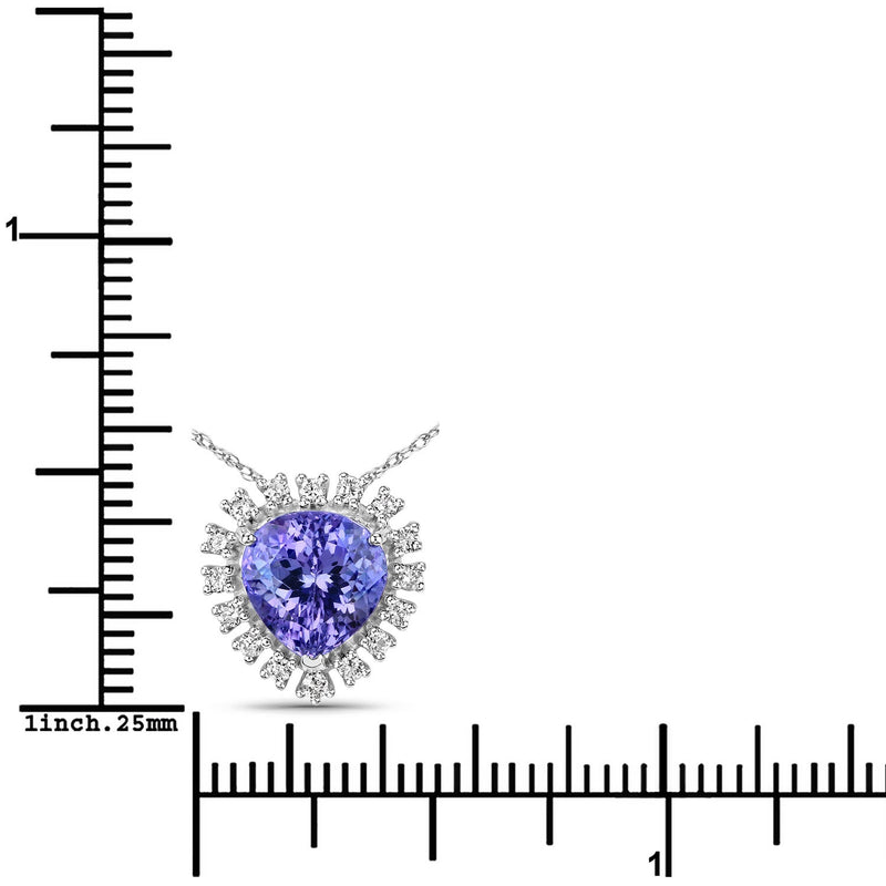 Bids.com 3.25 Carat Genuine Tanzanite and White Diamond 14K White Gold Pendant Pendants