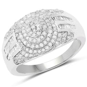Bids.com 1.15 Carat Genuine White Diamond .925 Sterling Silver Ring Rings
