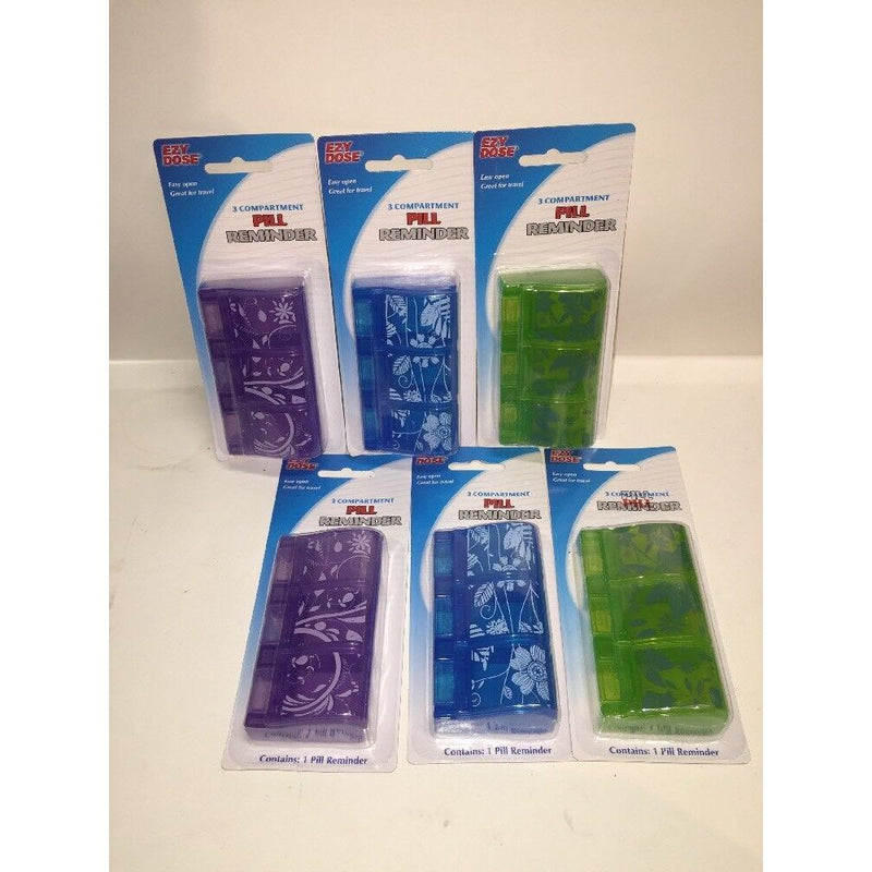 0 6) EZY Dose 67161 Easy Open 3-Compartment Pill Reminder *Value Bundle Of 6 Open & Closed Signs