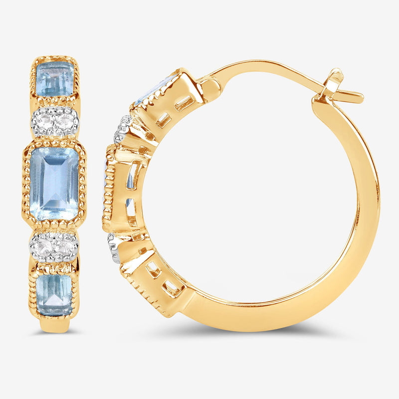 Bids.com 2.66 Carat Genuine Blue Topaz and White Topaz .925 Sterling Silver Earrings Earrings