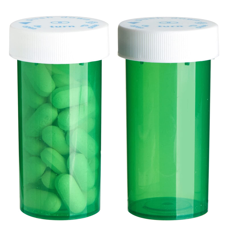1-Clic™ Clear-Vu Green Child-Resistant Vials - 13 Dram, 200 Count (Rx Prescription Bottles)