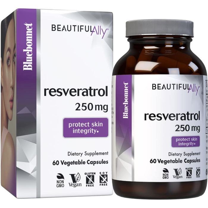 Bluebonnet Age-Less Trans-Resveratrol 250mg with Red Wine Extract, 60 Vegetarian Capsules