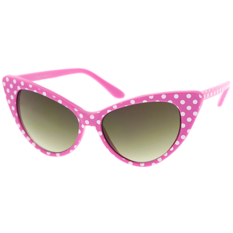 zeroUV Retro 1950's Polka Dot Cat Eye Fashion Sunglasses 8498 Sunglasses