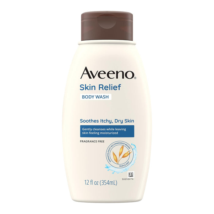 Aveeno Skin Relief Liquid Body Wash Bottle Unscented 12 oz.