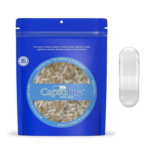 Capsuline CLEAR SIZE 00 EMPTY GELATIN CAPSULES BY CAPSULINE - 1000 COUNT - GELATIN CAPSULES - 1000 Medical Supplies