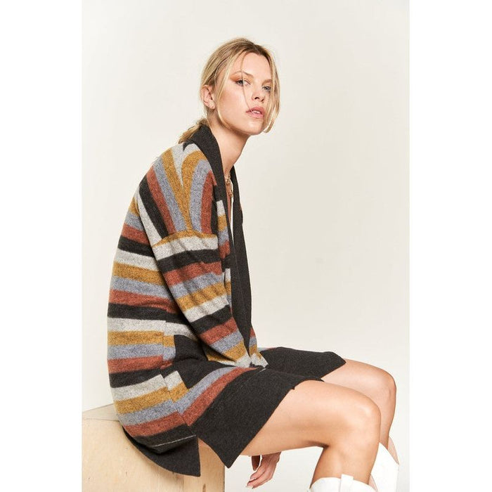 Multi Color Stripe Cardigan Krt1242