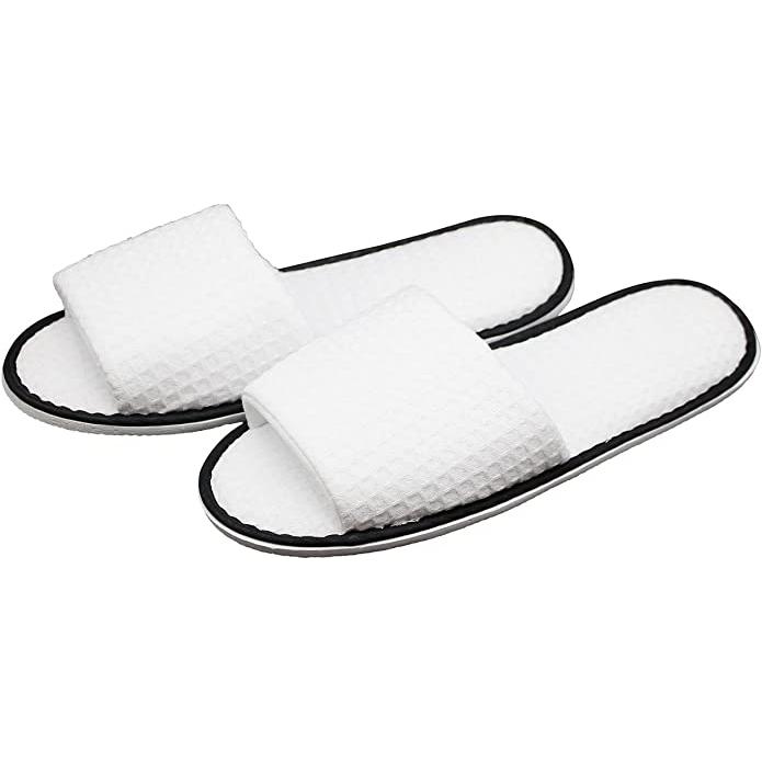 White Open Toe Spa Slippers (14 Pairs, 2 Sizes)