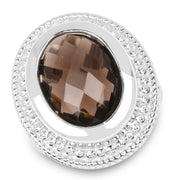Bids.com 7.90 Carat Genuine Smoky Quartz .925 Sterling Silver Ring Rings