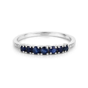 Bids.com 0.45 Carat Genuine Blue Sapphire and White Diamond 14K White Gold Ring Rings