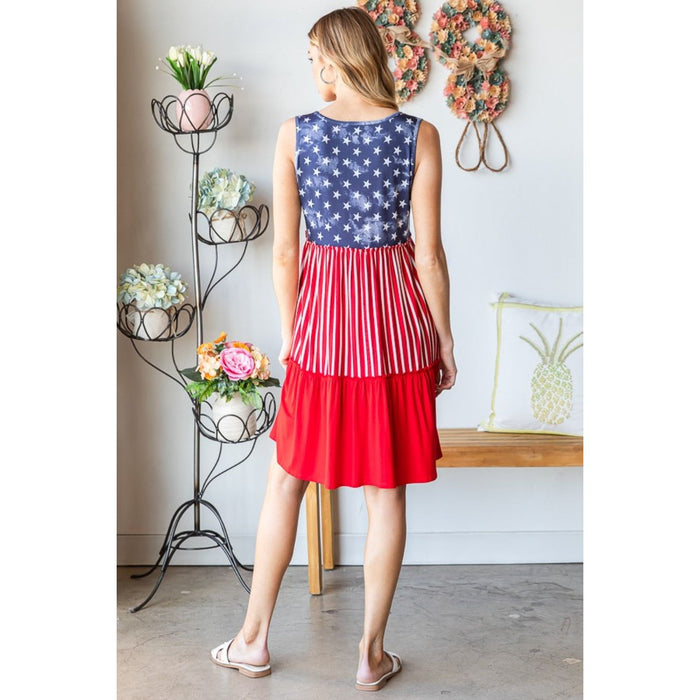 US Flag Theme Contrast Tank Dress