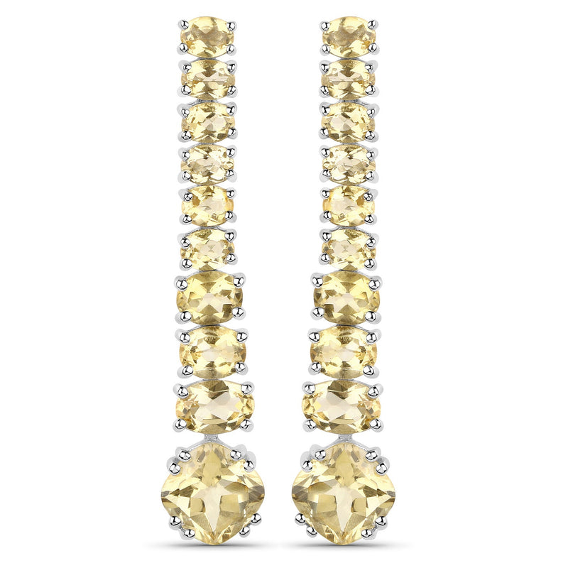 Bids.com 18K White Gold Plated 7.22 Carat Genuine Citrine .925 Sterling Silver Earrings Earrings