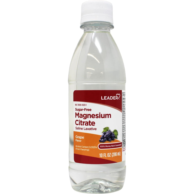 Leader Leader Magnesium Citrate Saline Laxative, Sugar-Free Grape 10 Fl Oz Medicine & Drugs White Smoke