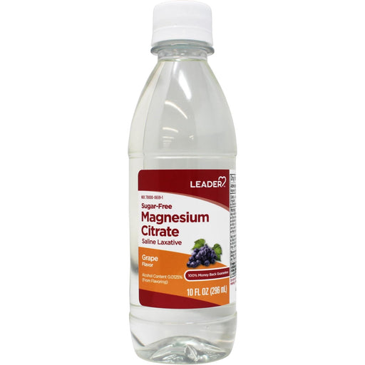 Leader Leader Magnesium Citrate Saline Laxative, Sugar-Free Grape 10 Fl Oz Medicine & Drugs White Smoke