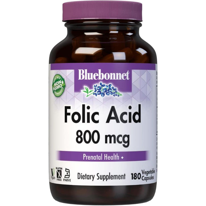 Bluebonnet Nutrition - Folic Acid 800 mg.  90 Vegetarian Capsules