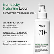 AsiaBeautyMall ANUA Heartleaf 70+ Hyaluron Daily Lotion Moisturizer White Smoke