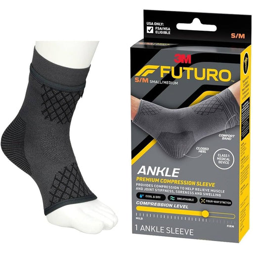 Futuro FUTURO Premium Compression Ankle Sleeve  S/M Supports & Braces White Smoke