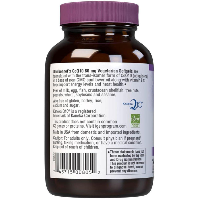 Bluebonnet Nutrition - CoQ10 Ubiquinone From Kaneka 60 mg. - 60 Softgels