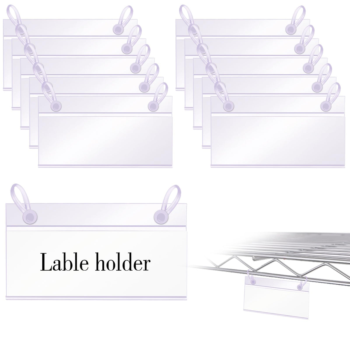 Snap-On Label Holders for Wire Baskets, 1.4 Inch Height, Clear (40 Cou ...