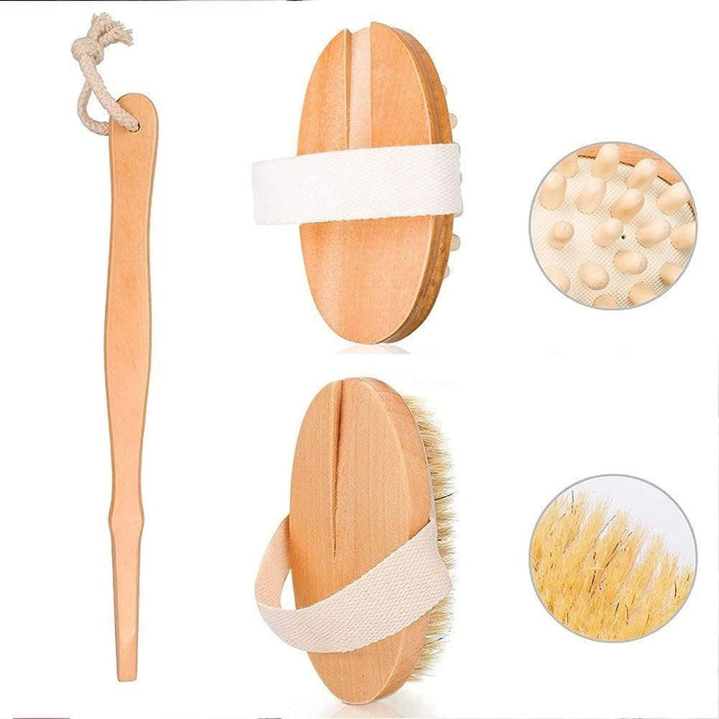 ZAQ Skin & Body Luxuriate in the Best Shower & Bath Spa Set: Dry Brush, Stone Brush, Loofah Sponge