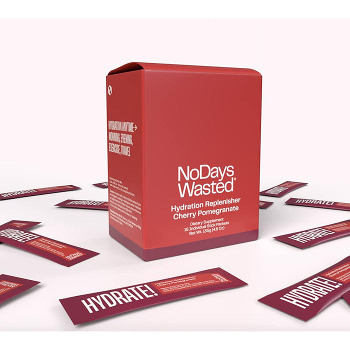 No Days Wasted Hydration Replenisher Sticks in Cherry Pomegranate Flavor (Pack of 15 - 0.32oz)