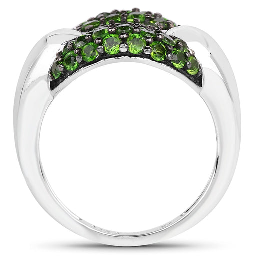 Bids.com 1.82 Carat Genuine Chrome Diopside .925 Sterling Silver Ring Rings