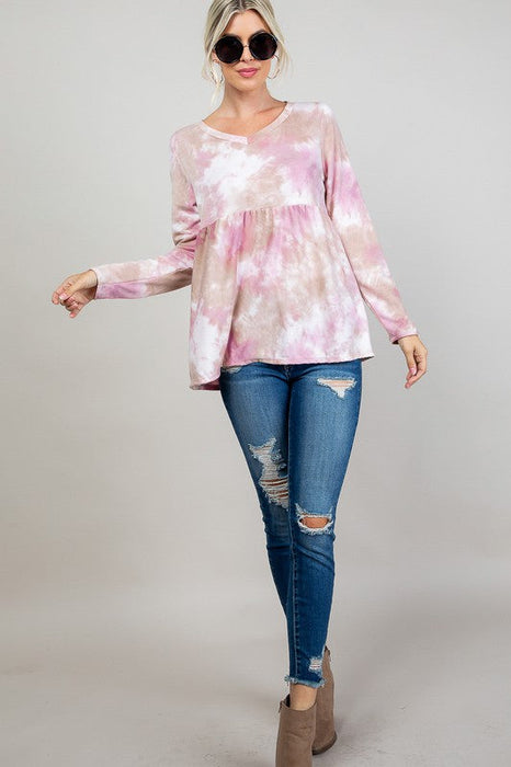 Cloud Tie Dye Casual Babydoll Top