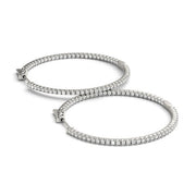 Bids.com 14k White Gold Slim Two Sided Diamond Hoop Earrings (1 1/2 cttw) Earrings